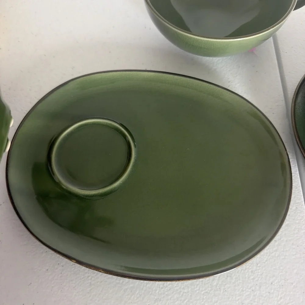 Vintage Two IKEA Set Of Green Soup Bowls With Plates And An Extra Bowl